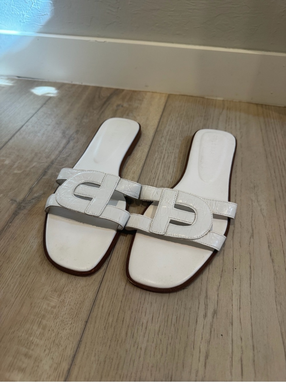 Cole Haan Women's White Leather Slide Sandals